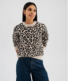 GEMO Pull à motif léopard femme Imprimé