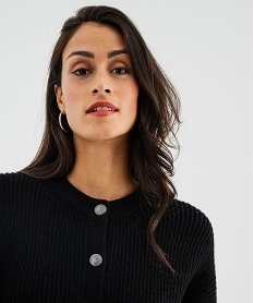 gilet en grosse maille cotelee extensible avec boutons graves femme noir giletsJ102101_2