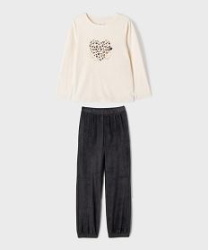 GEMO Pyjama en velours avec coeur fille Beige