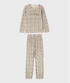 pyjama en velours duveteux imprime leopard fille beigeJ107301_4