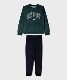 GEMO Pyjama en velours 2 pièces imprimé garçon vert standard