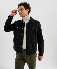 GEMO Veste en jean coupe droite homme noir standard