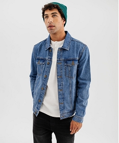 GEMO Veste en jean coupe droite homme Bleu
