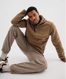 GEMO Sweat à capuche en maille polaire homme - Roadsign Brun