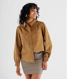 GEMO Chemise en velours avec fronces femme - LuluCastagnette Brun