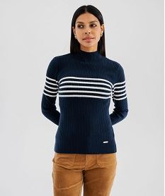 GEMO Pull col montant à rayures femme - LuluCastagnette Bleu
