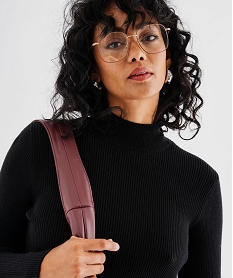 pull a col montant en maille cotelee femme noir pullsJ113701_2
