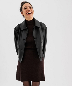 pull a col montant en maille pailletee femme marron standard pullsJ113901_4