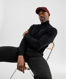 GEMO Pull col roulé en maille fine homme noir standard