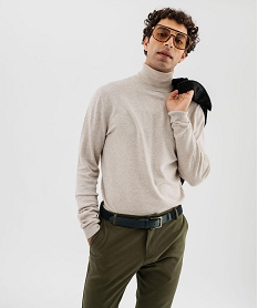 GEMO Pull col roulé en maille fine homme Beige