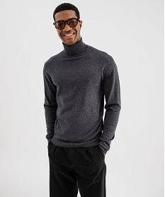 pull col roule en maille fine homme gris pullsJ116701_2