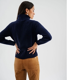 pull a col roule et motif drapeau us avec de la laine femme - lulucastagnette bleu pullsJ117701_3