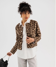 GEMO Veste courte à motif léopard femme Brun