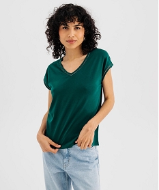 GEMO Tee-shirt à manches courtes avec finitions scintillantes femme Vert
