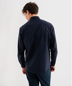 chemise manches longues coupe droite en coton stretch homme bleu chemise manches longuesJ122501_3