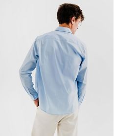 chemise manches longues coupe droite en coton stretch homme bleu chemise manches longuesJ122701_3