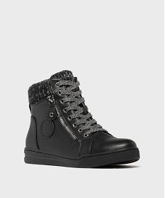 baskets montantes avec col en lainage femme - valentina baldano noir standardJ134601_2