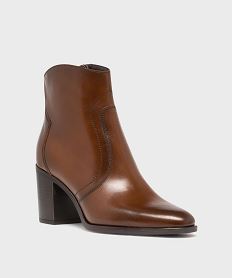 bottines a talon dessus cuir femme - taneo marron standardJ137201_2