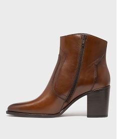 bottines a talon dessus cuir femme - taneo marron standardJ137201_3