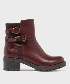 GEMO Boots zippées à talon et semelle crantée femme Rouge