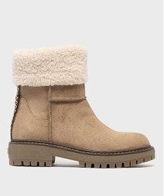 GEMO Boots avec tige en sherpa et semelle crantée femme - 5 Miles beige standard