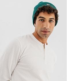 tee-shirt manches longues en coton pique avec col tunisien homme beige tee-shirtsJ146701_2
