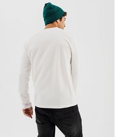 tee-shirt manches longues en coton pique avec col tunisien homme beige tee-shirtsJ146701_3