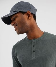 tee-shirt manches longues en coton pique avec col tunisien homme vert standard tee-shirtsJ147101_4