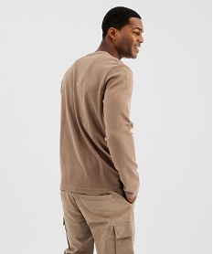 tee-shirt manches longues en coton pique avec col tunisien homme[missing] beige tee-shirtsJ147301_4