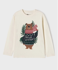 GEMO Tee-shirt manches longues motif Noël garçon Beige