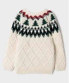 pull jacquard en grosse maille fantaisie garcon beige pullsJ150901_4