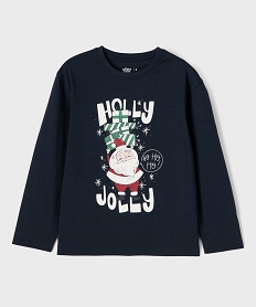 GEMO Tee-shirt manches longues motif Noël garçon Bleu