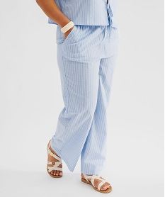 GEMO Pantalon rayé en coton femme grande taille bleu standard