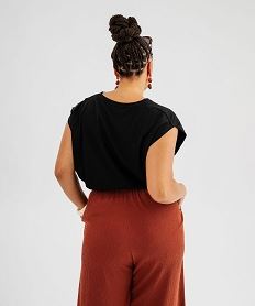 tee-shirt a manches ultra-courtes avec coeur brode femme grande taille noir standard debardeursJ156901_3