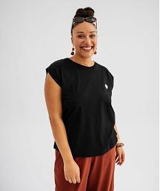 tee-shirt a manches ultra-courtes avec coeur brode femme grande taille noir standard debardeursJ156901_4