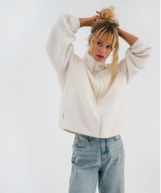 GEMO Sweat zippé en sherpa polaire femme Beige