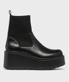 GEMO Boots avec tige chaussette et semelle plateforme femme - 5 Miles noir standard