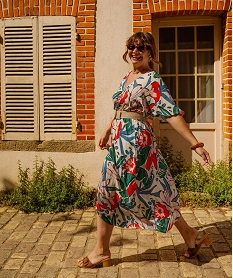 GEMO Robe fluide imprimée femme grande taille Multicolore
