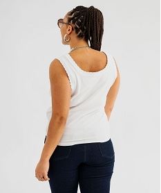 debardeur en coton stretch uni avec finition festonnee femme grande taille blanc debardeursJ159701_3