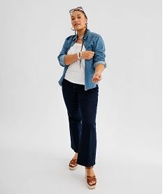 debardeur en coton stretch uni avec finition festonnee femme grande taille blanc debardeursJ159701_4