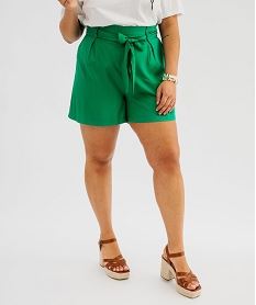 short fluide coupe ample femme grande taille vert standard shortsJ160201_2