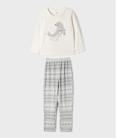 GEMO Pyjama en velours moelleux et imprimé fille Bleu