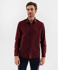 GEMO Chemise manches longues coupe droite en coton imprimé motifs géométriques homme Rouge