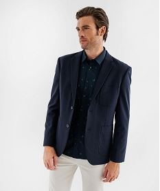 GEMO Chemise manches longues coupe droite en coton imprimé homme Bleu
