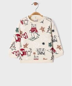 GEMO Sweat à motif spécial Noël bébé garçon beige standard