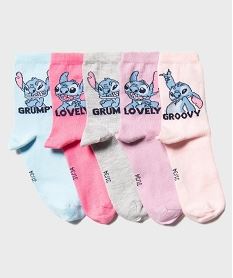 chaussettes hautes imprimees stitch fille (lot de 5) - disney rose standard chaussettesJ170201_3