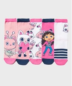 chaussettes hautes a motifs fille (lot de 5) - gaby et la maison magique rose standard chaussettesJ170401_4