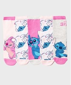 chaussettes hautes imprimees stitch et angel fille (lot de 5) - disney rose standard chaussettesJ175601_2