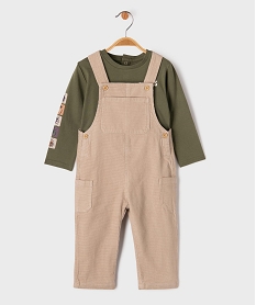 GEMO Ensemble 2 pièces salopette et tee-shirt manches longues bébé garçon beige standard