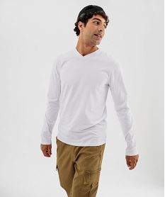 tee-shirt manches longues et col v homme blanc standard tee-shirtsJ178901_2